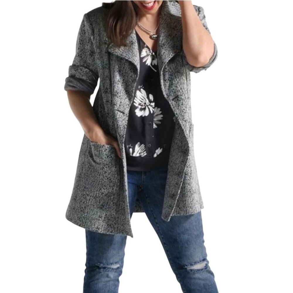 Cabi 4294 Agent Jacket Fall 2022 Black Herringbone Double-breasted Size M